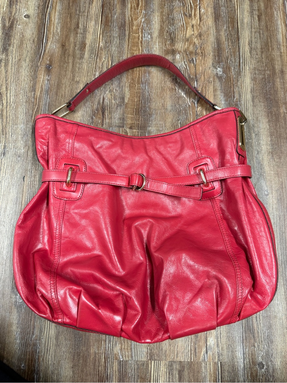 Vintage Y2K Red leather DKNY bag with gold hardware